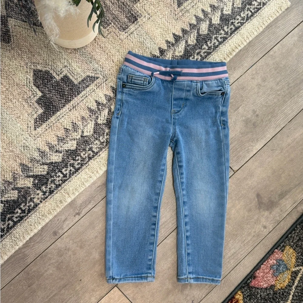 Y2k Toddler Girl Boho Knit Mixed Media Cardigan & Matching Jeans Set 3T